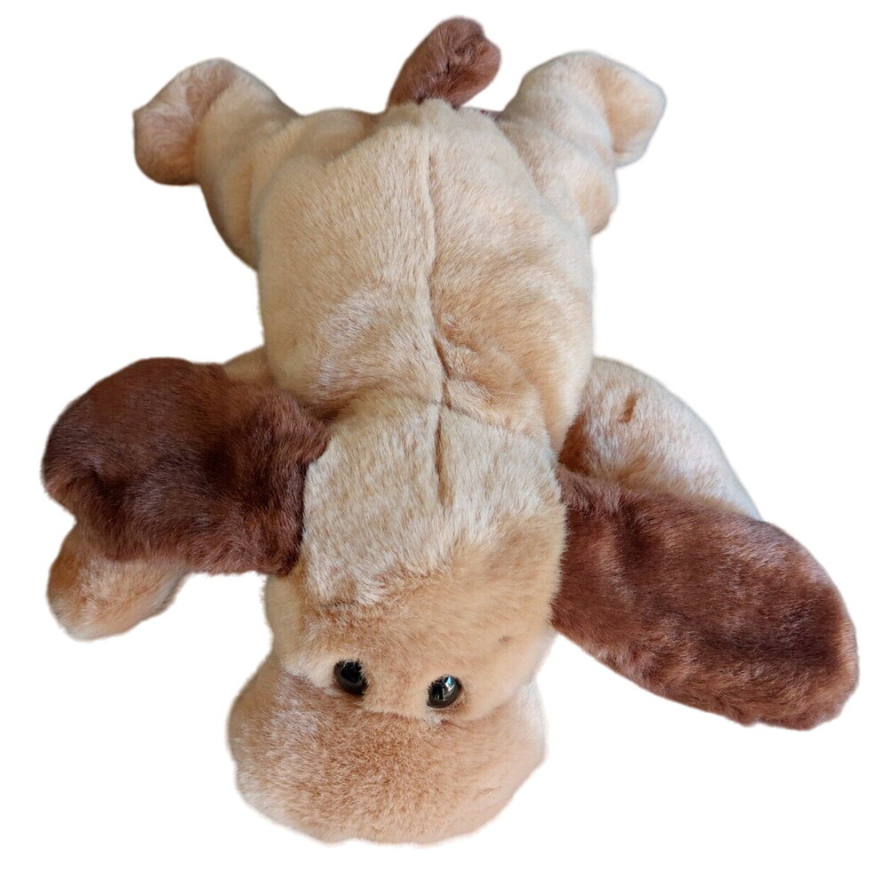 Ty Beanie Buddies Baby Bones Dog Plush aBrown Stuffed Animal Laying Down Toy